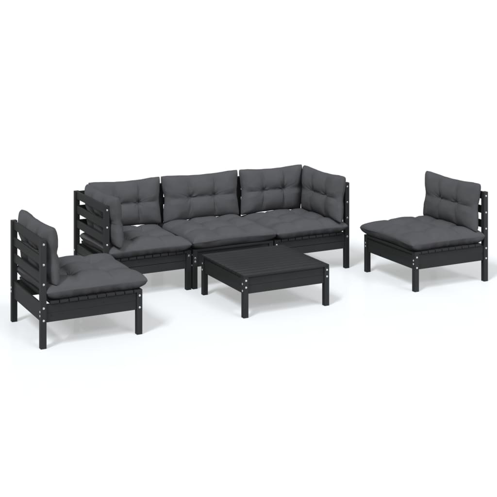 Set Salotto da Giardino 6 pz con Cuscini Legno Massello di Pino