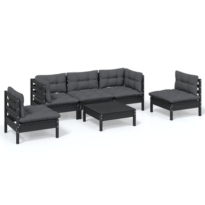 Set Salotto da Giardino 6 pz con Cuscini Legno Massello di Pino