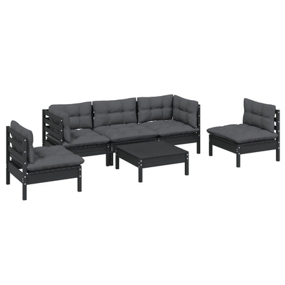 Set Salotto da Giardino 6 pz con Cuscini Legno Massello di Pino