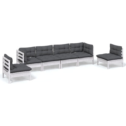 Set Salotto da Giardino 6 pz con Cuscini Legno Massello di Pino