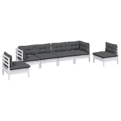 Set Salotto da Giardino 6 pz con Cuscini Legno Massello di Pino