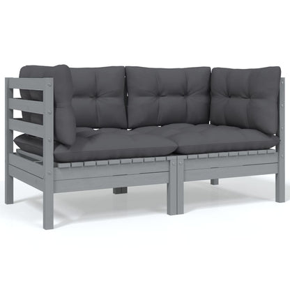 Set Salotto da Giardino 6 pz con Cuscini Legno Massello di Pino