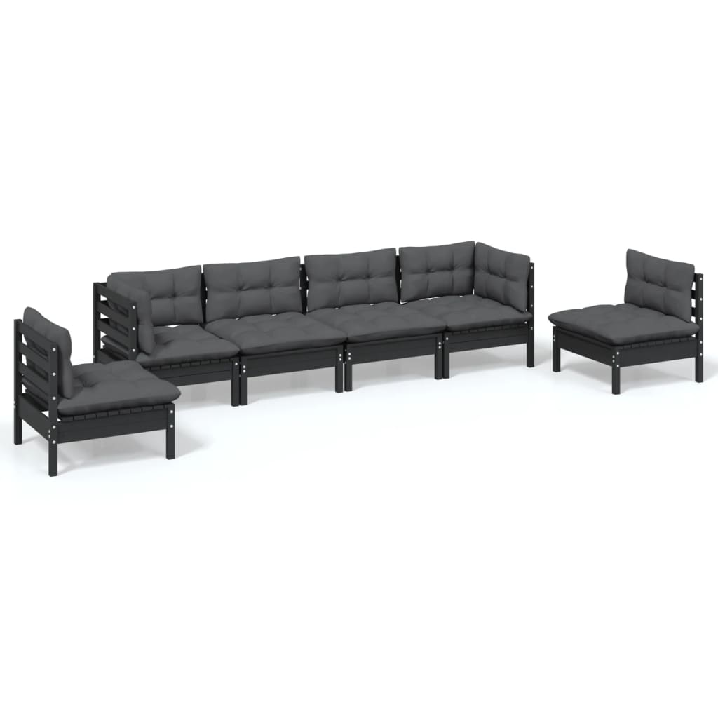 Set Salotto da Giardino 6 pz con Cuscini Legno Massello di Pino