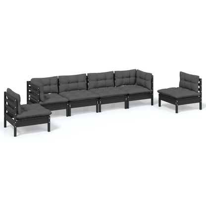 Set Salotto da Giardino 6 pz con Cuscini Legno Massello di Pino