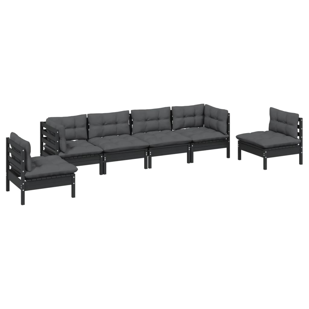 Set Salotto da Giardino 6 pz con Cuscini Legno Massello di Pino