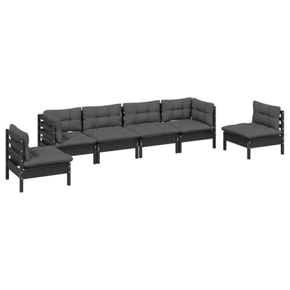 Set Salotto da Giardino 6 pz con Cuscini Legno Massello di Pino