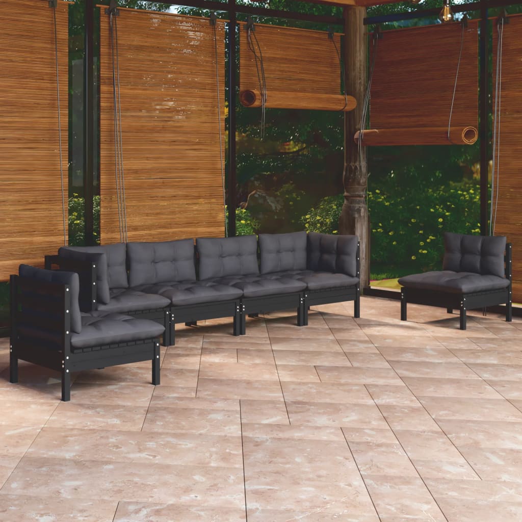 Set Salotto da Giardino 6 pz con Cuscini Legno Massello di Pino