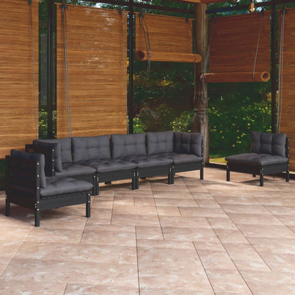 Set Salotto da Giardino 6 pz con Cuscini Legno Massello di Pino