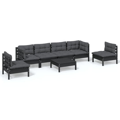 Set Salotto da Giardino 7pz con Cuscini Legno Massello di Pino