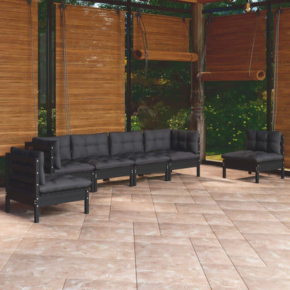 Set Salotto da Giardino 7pz con Cuscini Legno Massello di Pino