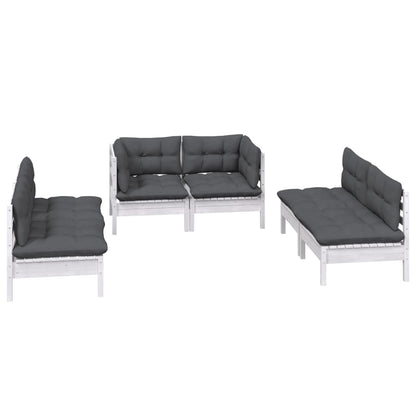 Set Salotto da Giardino 6 pz con Cuscini Legno Massello di Pino