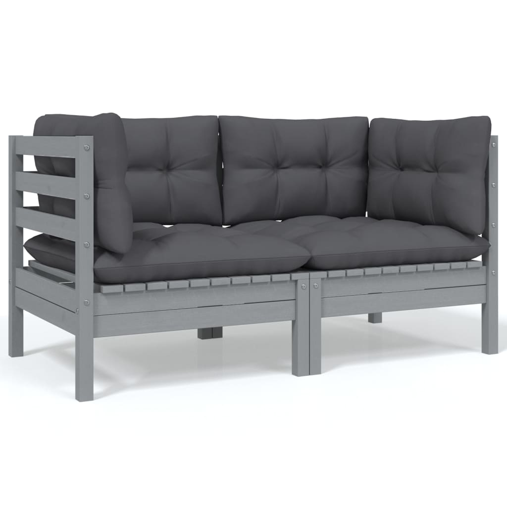 Set Salotto da Giardino 6 pz con Cuscini Legno Massello di Pino
