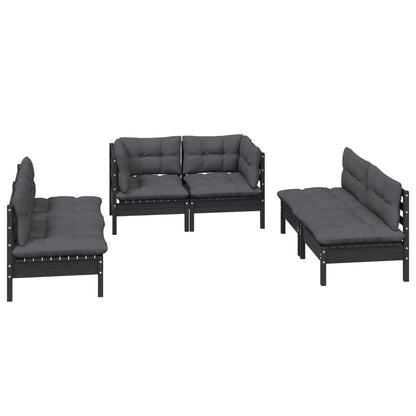 Set Salotto da Giardino 6 pz con Cuscini Legno Massello di Pino
