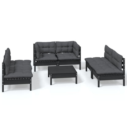 Set Salotto da Giardino 7pz con Cuscini Legno Massello di Pino