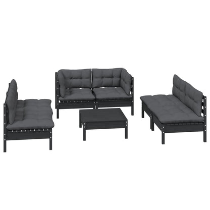 Set Salotto da Giardino 7pz con Cuscini Legno Massello di Pino
