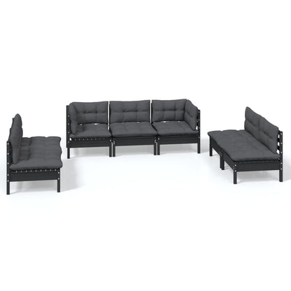 Set Salotto da Giardino 7pz con Cuscini Legno Massello di Pino