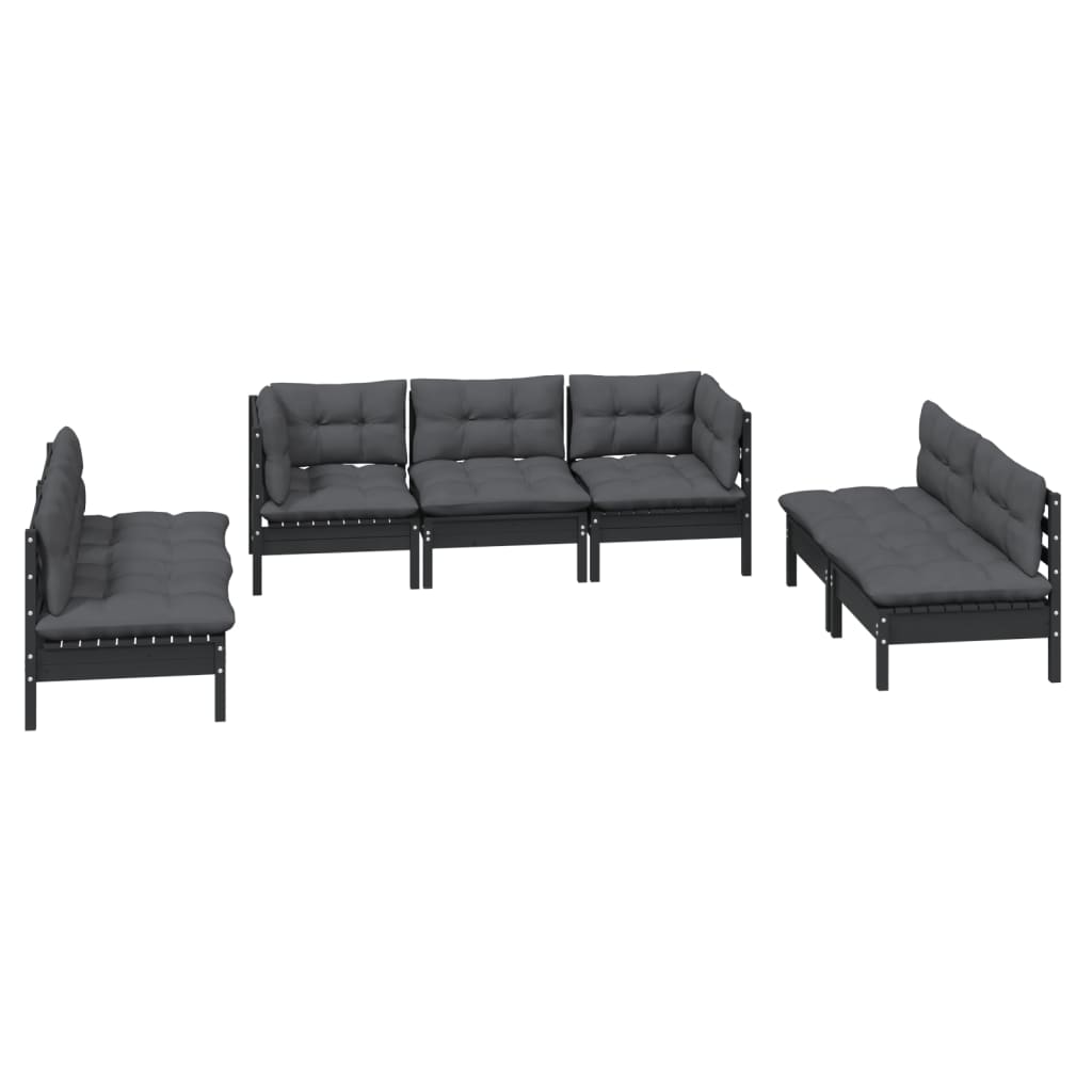 Set Salotto da Giardino 7pz con Cuscini Legno Massello di Pino