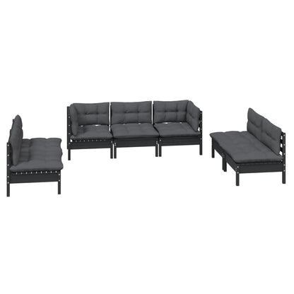 Set Salotto da Giardino 7pz con Cuscini Legno Massello di Pino