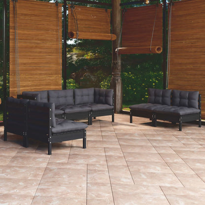 Set Salotto da Giardino 7pz con Cuscini Legno Massello di Pino
