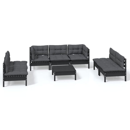 Set Salotto da Giardino con Cuscini 8 pz Legno Massello di Pino