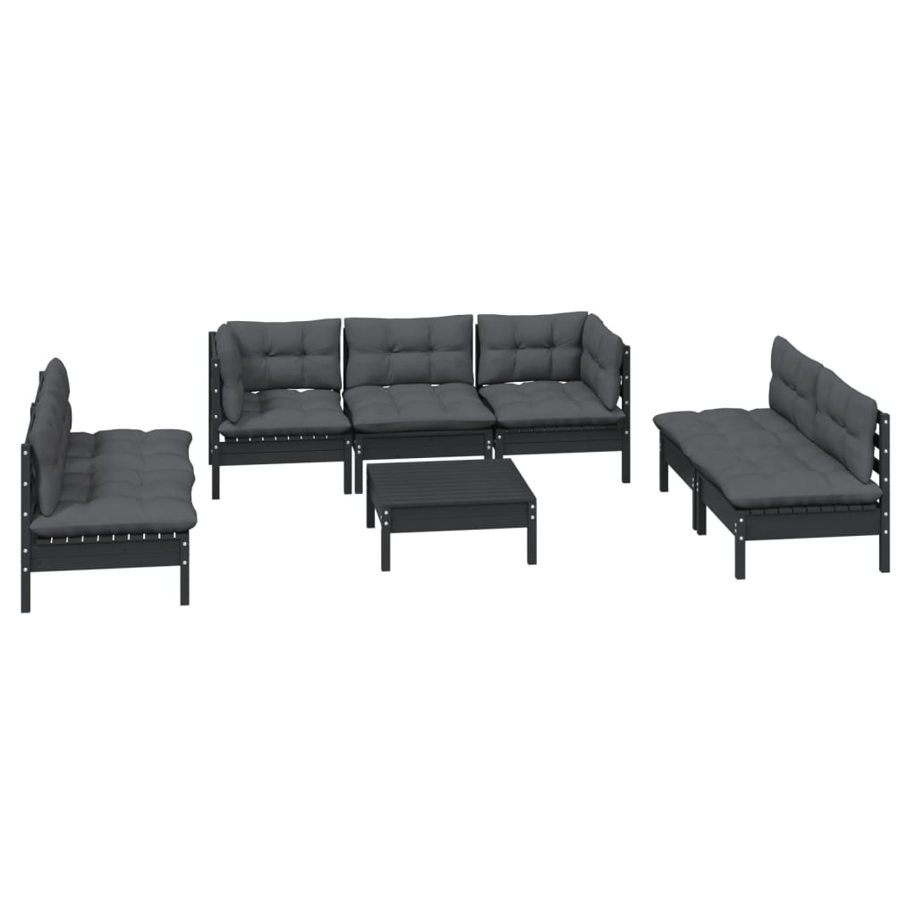Set Salotto da Giardino con Cuscini 8 pz Legno Massello di Pino