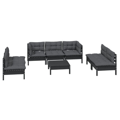 Set Salotto da Giardino con Cuscini 8 pz Legno Massello di Pino