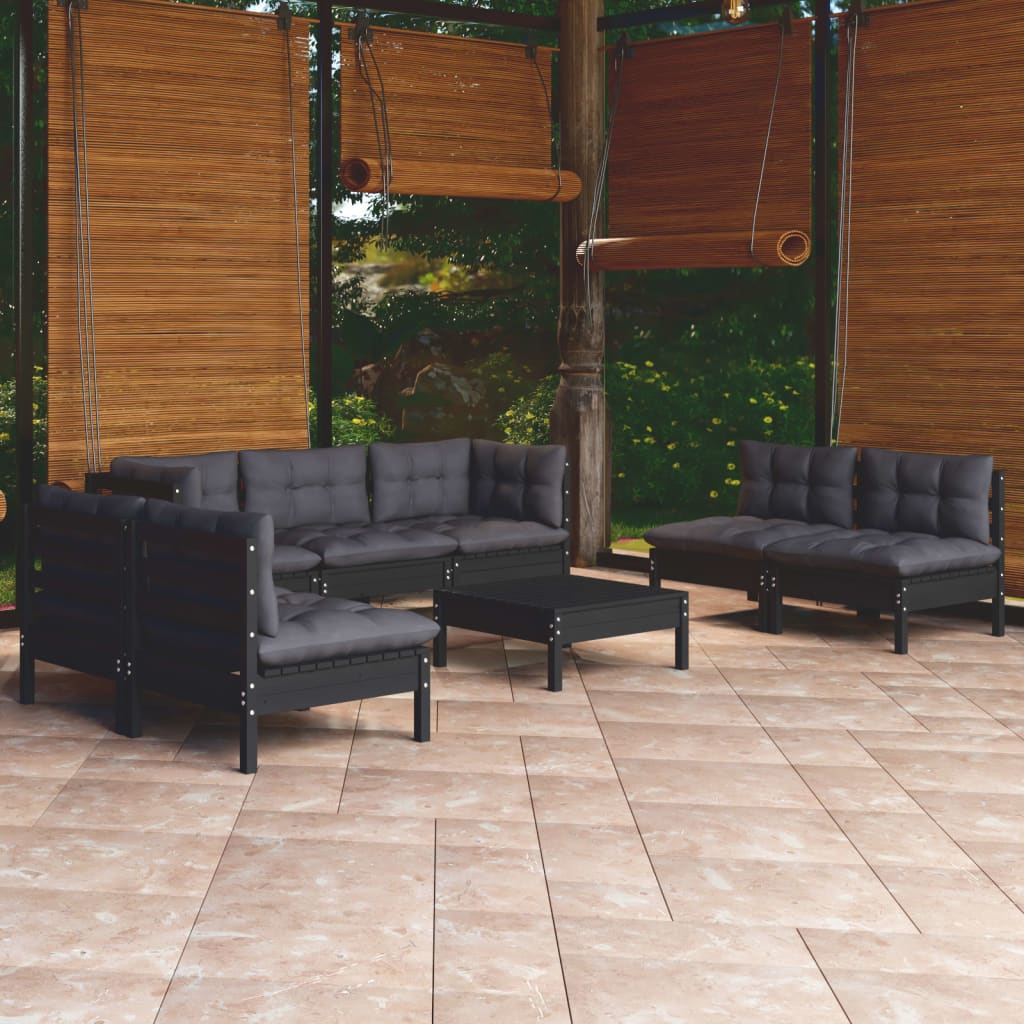 Set Salotto da Giardino con Cuscini 8 pz Legno Massello di Pino