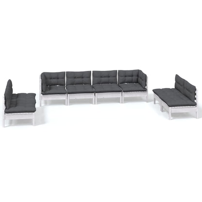 Set Salotto da Giardino con Cuscini 8 pz Legno Massello di Pino
