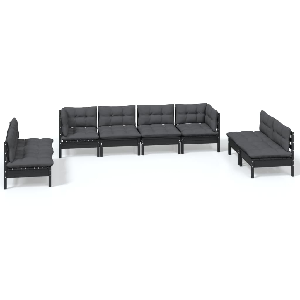 Set Salotto da Giardino con Cuscini 8 pz Legno Massello di Pino
