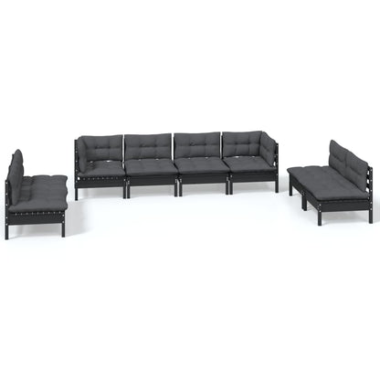 Set Salotto da Giardino con Cuscini 8 pz Legno Massello di Pino