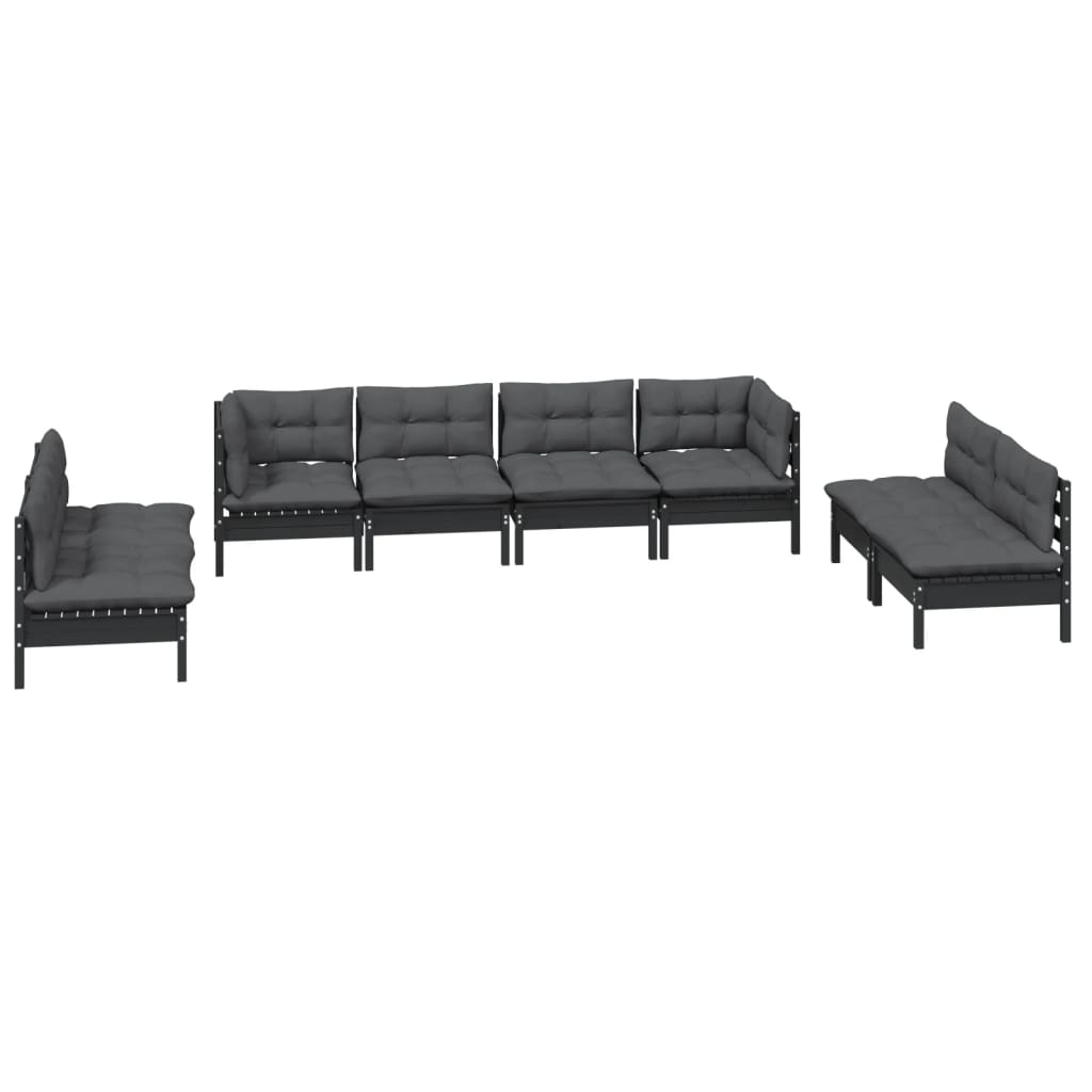 Set Salotto da Giardino con Cuscini 8 pz Legno Massello di Pino