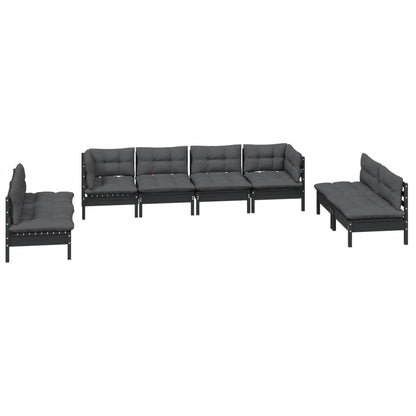 Set Salotto da Giardino con Cuscini 8 pz Legno Massello di Pino