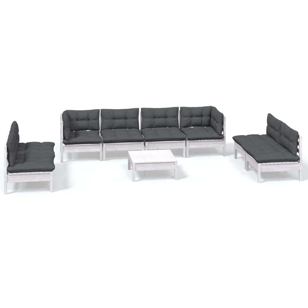 Set Salotto Giardino con Cuscini 9 pz in Legno Massello di Pino