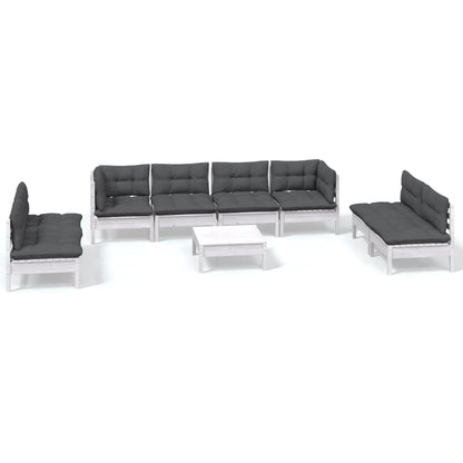Set Salotto Giardino con Cuscini 9 pz in Legno Massello di Pino