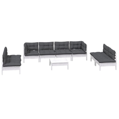 Set Salotto Giardino con Cuscini 9 pz in Legno Massello di Pino
