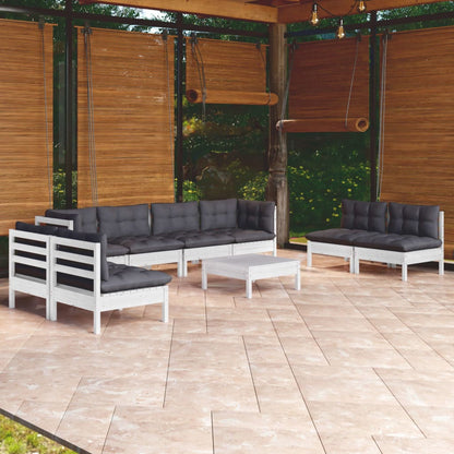 Set Salotto Giardino con Cuscini 9 pz in Legno Massello di Pino