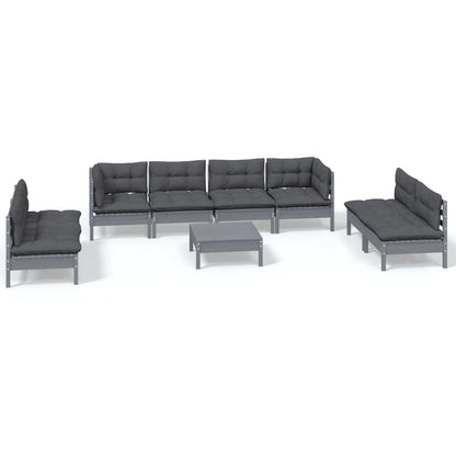 Set Salotto Giardino con Cuscini 9 pz in Legno Massello di Pino