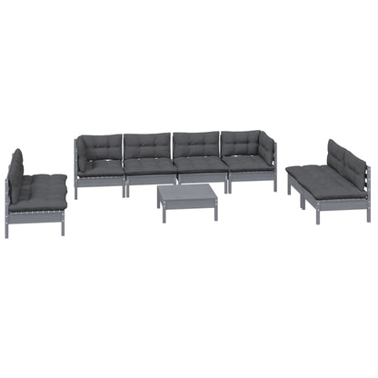 Set Salotto Giardino con Cuscini 9 pz in Legno Massello di Pino