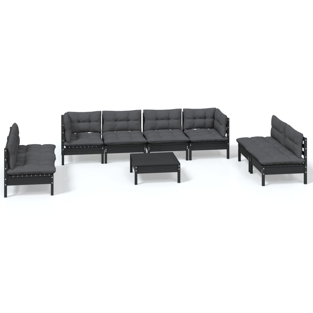 Set Salotto Giardino con Cuscini 9 pz in Legno Massello di Pino