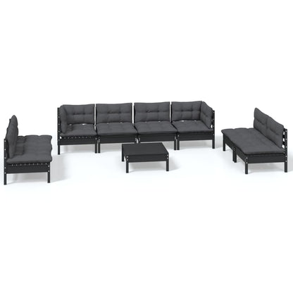 Set Salotto Giardino con Cuscini 9 pz in Legno Massello di Pino