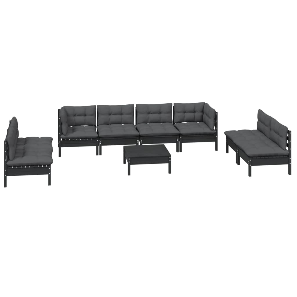 Set Salotto Giardino con Cuscini 9 pz in Legno Massello di Pino