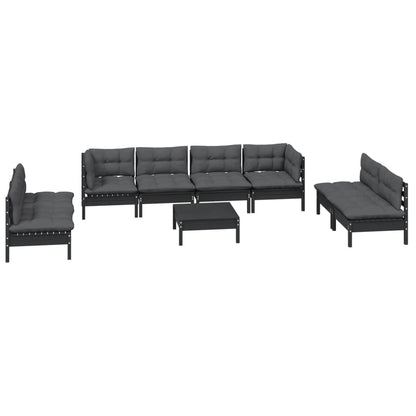 Set Salotto Giardino con Cuscini 9 pz in Legno Massello di Pino