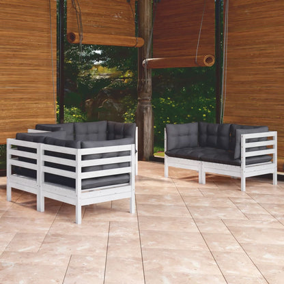 Set Salotto da Giardino 6 pz con Cuscini Legno Massello di Pino