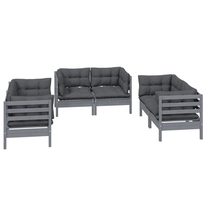 Set Salotto da Giardino 6 pz con Cuscini Legno Massello di Pino