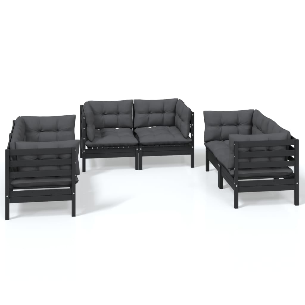 Set Salotto da Giardino 6 pz con Cuscini Legno Massello di Pino
