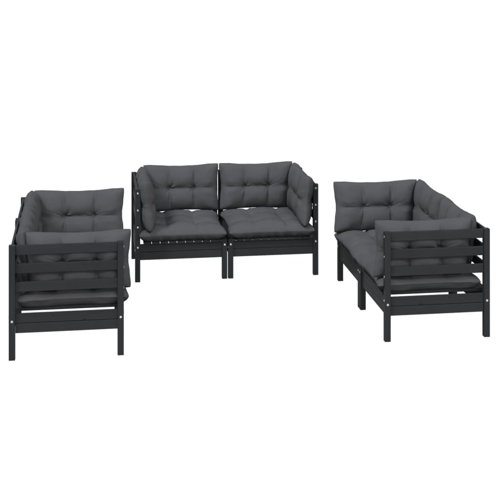 Set Salotto da Giardino 6 pz con Cuscini Legno Massello di Pino