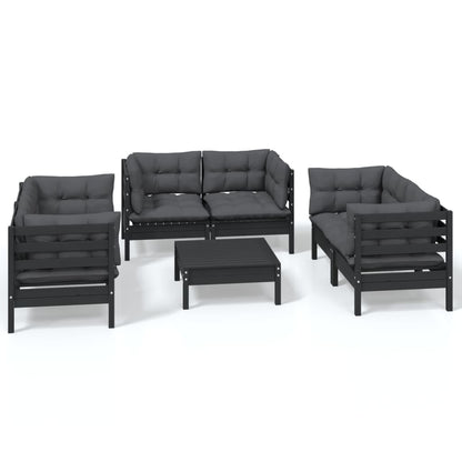 Set Salotto da Giardino 7pz con Cuscini Legno Massello di Pino