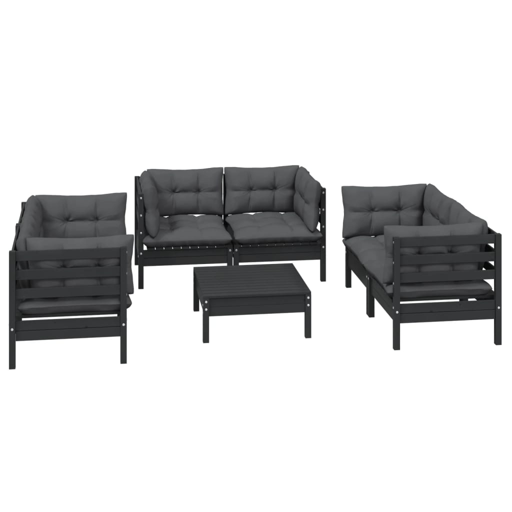 Set Salotto da Giardino 7pz con Cuscini Legno Massello di Pino