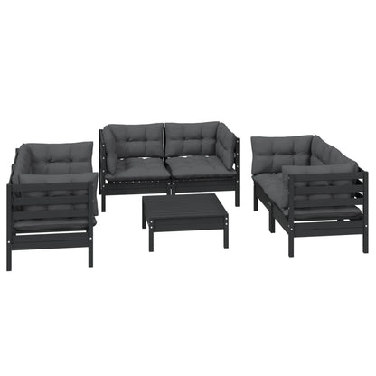 Set Salotto da Giardino 7pz con Cuscini Legno Massello di Pino