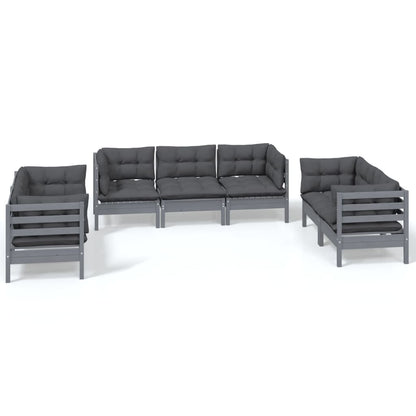 Set Salotto da Giardino 7pz con Cuscini Legno Massello di Pino